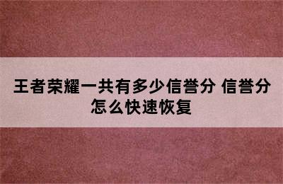 王者荣耀一共有多少信誉分 信誉分怎么快速恢复